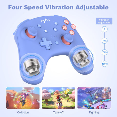 PXN 9607X Wireless Switch Pro Controller, Dual Shock Gamepad Joystick Support NFC, Turbo, Wake-up, Gyro Axis, Vibration for Switch/Lite/OLED & PC & IOS (Blue)