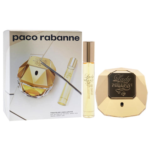 Paco Rabanne Lady Million for Women - 2 Pc Gift Set 2.7oz EDP Spray, 0.68oz EDP Travel Spray