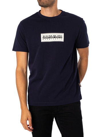 Napapijri Men's Box Logo Relaxed T-Shirt, Blue, S