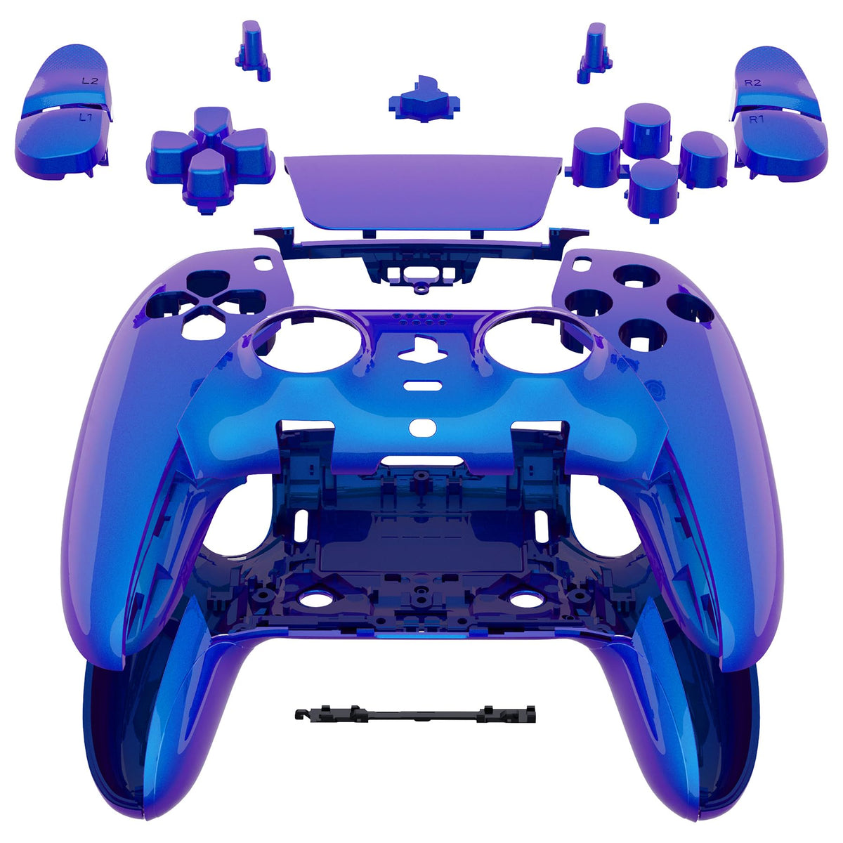 eXtremeRate Full Set Shell with Buttons Touchpad Compatible with ps5 Edge Controller, Chameleon Purple Blue Replacement Decorative Trim Shell Front Back Plates Compatible with ps5 Edge Controller