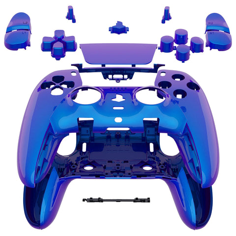 eXtremeRate Full Set Shell with Buttons Touchpad Compatible with ps5 Edge Controller, Chameleon Purple Blue Replacement Decorative Trim Shell Front Back Plates Compatible with ps5 Edge Controller