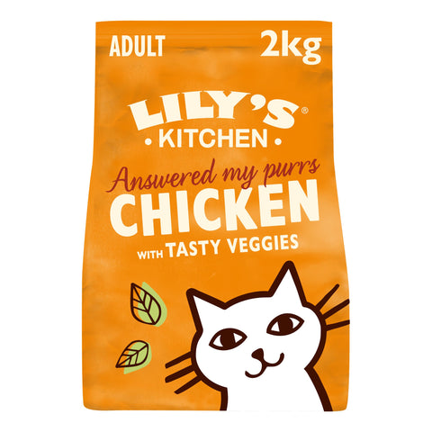 Lily's Kitchen Made with Natural Ingredients Adult Dry Cat Food Bag Chicken with Veggies Grain-Free Recipe 2kg