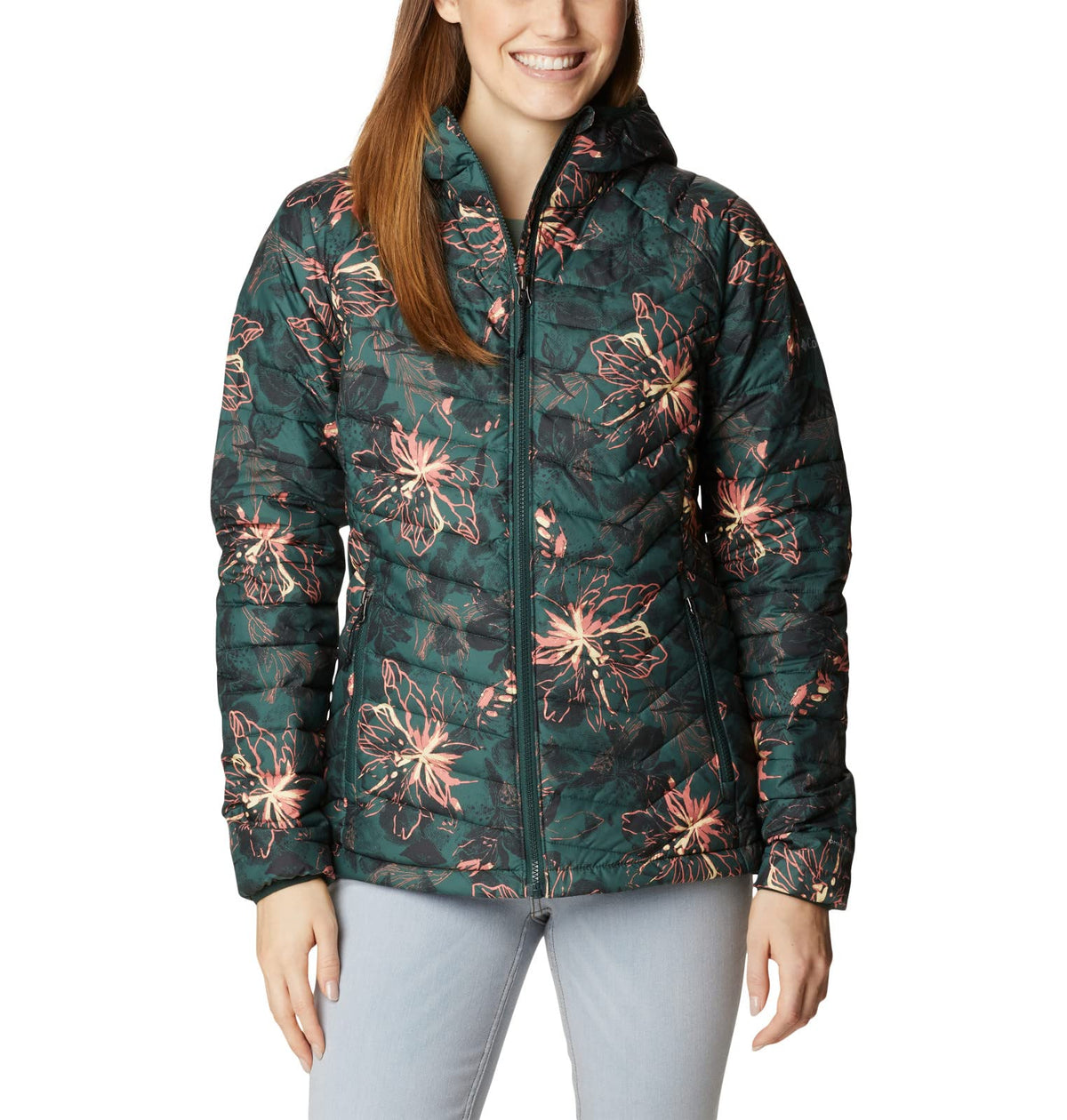 Columbia Women's Powder Lite Hooded Jacket, Spruce Aurelian Print, S