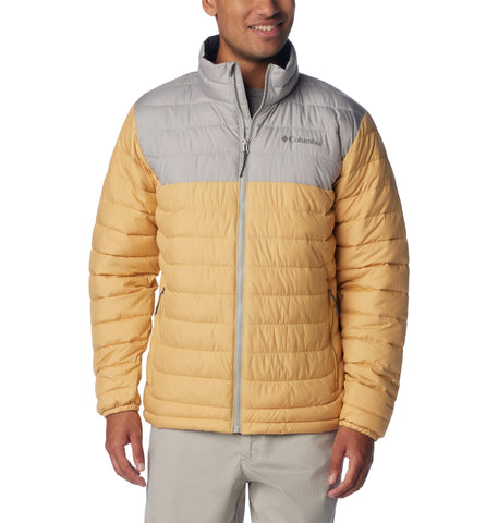 Columbia Men's Powder Lite Jacket, Puffer Jacket, Light Camel/Flint Grey, Size L