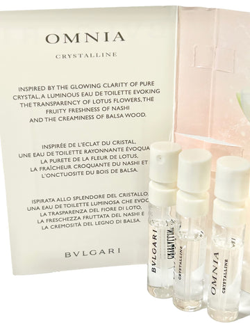 Bvlgari Omnia Crystalline Sample EDT 1.5 ml / 0.05 Fl Oz Women Perfume (Pack of 3)