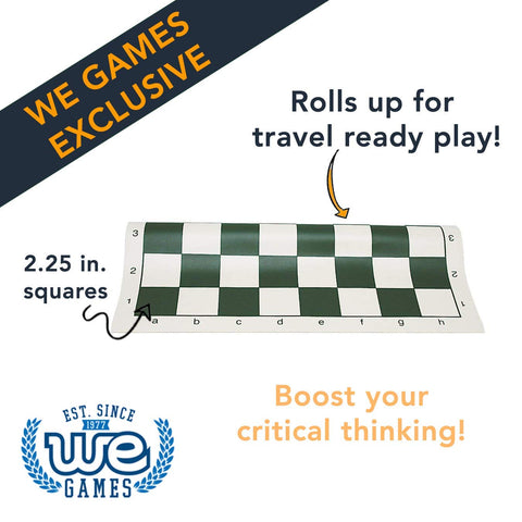 WE Games- Tournament Roll Up Vinyl Chess Board- Green and White