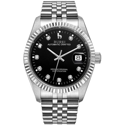 BUREI Men's Automatic Mechanical Watch Luxury Business Waterproof Stainless Steel Watches for Men, Self-Winding