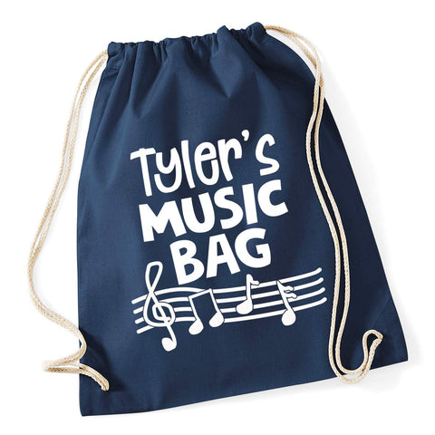 Hippowarehouse Personalised name music bag Drawstring Cotton School Gym Bag 37cm x 46cm, 12 litres