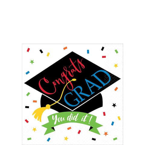 100% Done Paper Party Napkins - 5" x 5" | Pack of 125, Multi-color