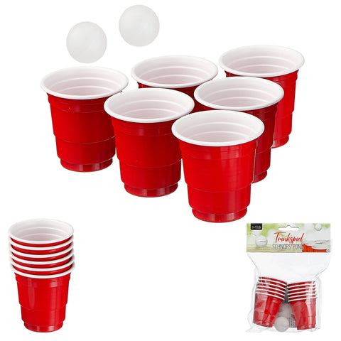Cepewa Drinking Game Schnapps Pong 14 Pieces 2 Balls 12 Cups Party Game Beer Pong (1 x 14 Pieces Drinking Game Schnaps)