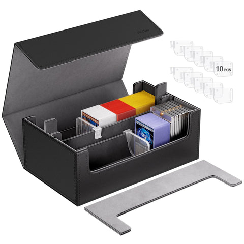 ProCase Card Deck Box for Trading Cards 1300+, Leather Magnetic Closure Commander Card Storage Case with 4 Adjustable Dividers for SleevedCards, Toploader, Fit MTG, YuGiOh, Sport Cards