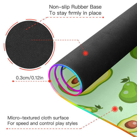 Avocados Wireless Charging Mouse Pad for Mobile Phone Extra Large Gaming Mousepad with 13 Lighting Modes Keyboard Mat for MacBook PC Laptop Desk Office Home Gaming