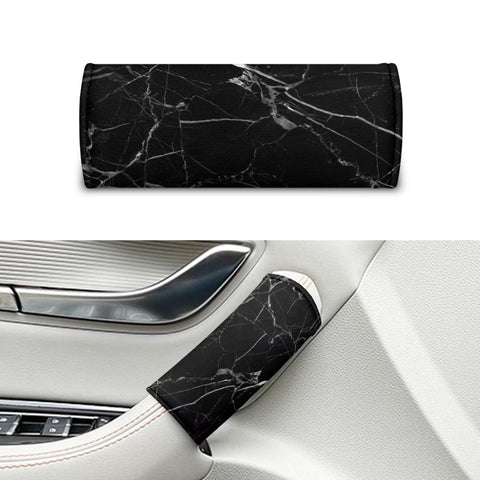 Suhoaziia 2 Pcs Black Marble Car Door Protector, Car Grab Handle Cover Auto Assist Cane Grab Bar Cover Seatbelt Covers for Cars Truck SUV Car Interior Accessories for Women Men
