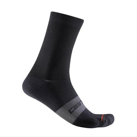 Castelli Espresso 15 Sock, Performance Cycling Apparel Sock with Arch Support & Cushion Pad - Black - XX-Large