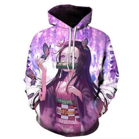 FIHTRY Demon Slayer Hoodie Anime Nezuko Zenitsu Tanjirou Pullover Hooded Sweatshirt Outfits For Unisex Cosplay,C,S