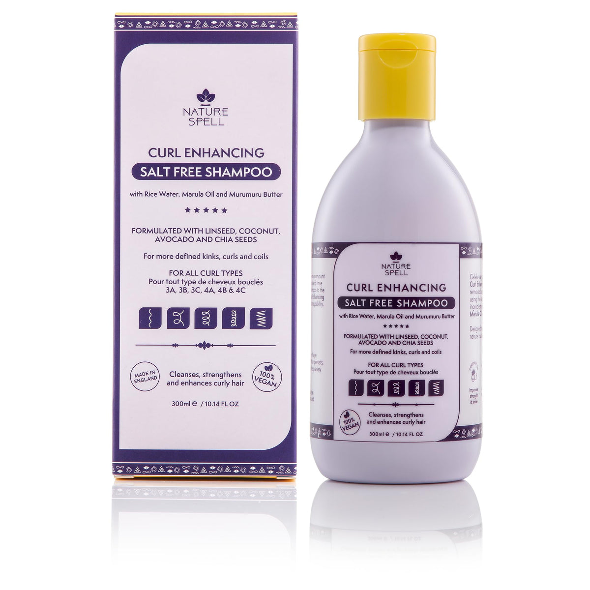 Nature Spell Curl Enhancing Shampoo for Curly Hair, 10.14 Fl Oz, Curl Shampoo Infused with Rice Water and Linseed