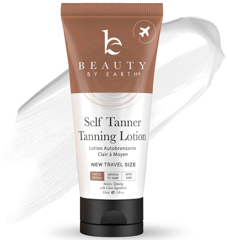 Tanning Lotion Self Tanner - With Natural & Organic Ingredients, Travel Size Self Tanning Lotion, Non Toxic Gradual Tanning Lotion, Sunless Tanning Lotion for Fake Tan for Women & Men, Fair to Medium