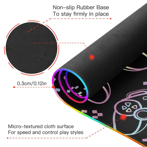 Holographic Gaming Wireless Charging Mouse Pad for Mobile Phone Extra Large Gaming Mousepad with 13 Lighting Modes Computer Mat for Gaming MacBook PC Laptop Desk Office Home