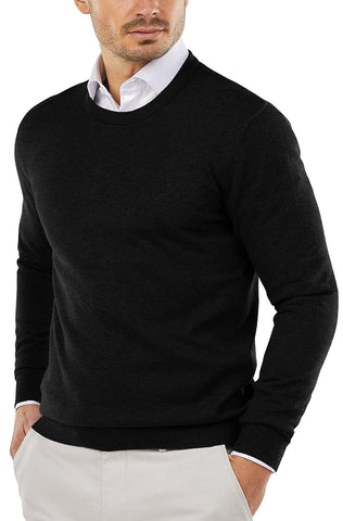 COOFANDY Men's Crew Neck Sweater Slim Fit Lightweight Sweatshirts Knitted Pullover for Casual Or Dressy Wear Black
