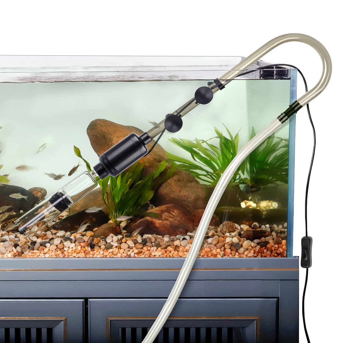 hygger Electric Fish Tank Gravel Cleaner Kit,Removable Water Changer,Sand Washer Filter Changer,Automatic Change Water,Aquarium Cleaning Tool Set,Remove Dirt, Wash Sand,Circulation for Large Tank