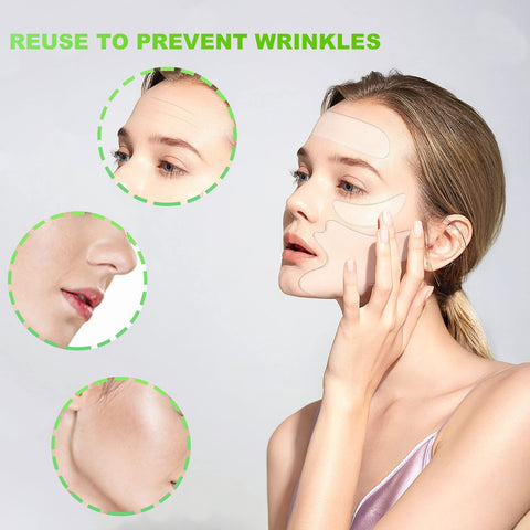 TSHAOUN 11 Pieces Reusable Silicone Chest Wrinkle Pads Patches,silicone patches for face,Cleavage Pad Eye Cheek Stick,for Smooth Neck Forehead Eye Mouth Skin Wrinkles Anti Wrinkle Patches (11 PCS)