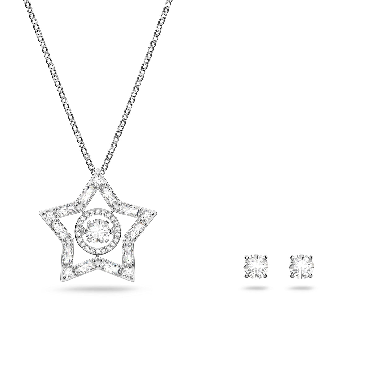 Swarovski Stella Set, Star, Clear Crystals, Rhodium Finish