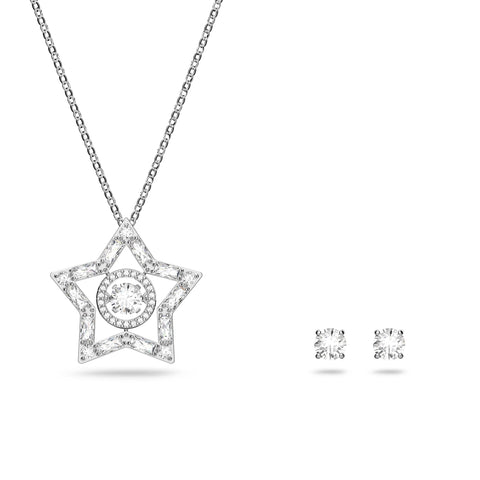 Swarovski Stella Set, Star, Clear Crystals, Rhodium Finish