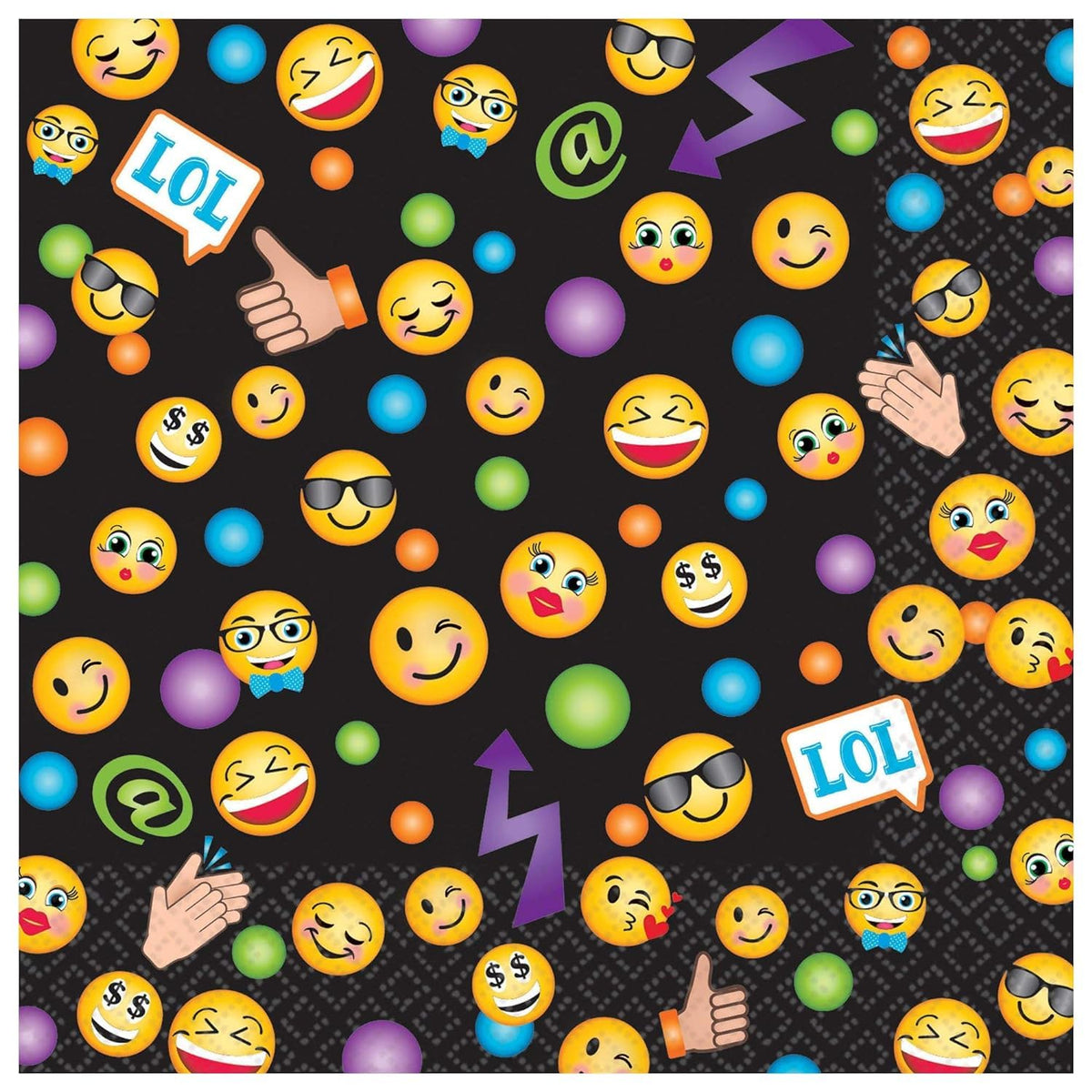 16 Pack LOL Emoji Beverage Dessert Napkins Birthday Party Supplies