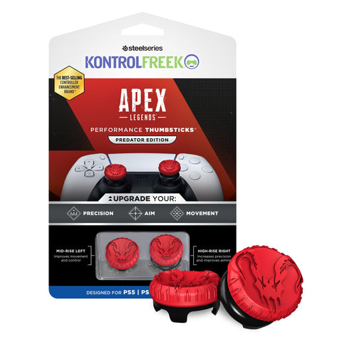 KontrolFreek Apex Legends: Predator Edition Performance Thumbsticks for Playstation 4 (PS4) and Playstation 5 (PS5) Controller | 1 High-Rise, 1 Mid-Rise, Concave | Red/Black