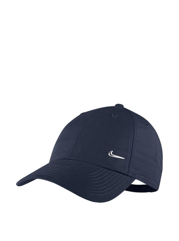 Nike Men Metal Swoosh Logo Cap - Obsidian/Metallic Silver, One Size