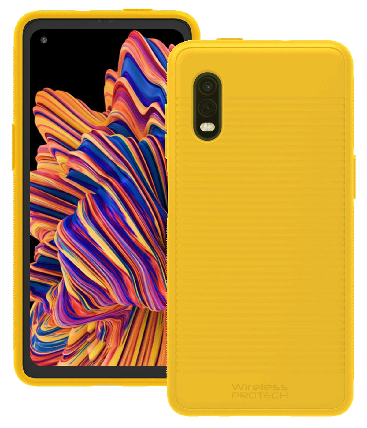 Wireless ProTech Flex Skin Case Compatible with Samsung Galaxy XCover Pro SM-G715. Slim Protective Flex Skin Rugged Case with Drop Protection (Yellow)