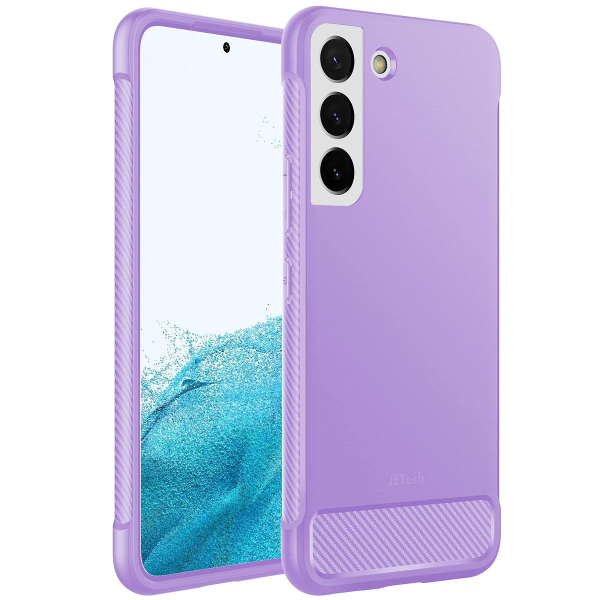 JETech Slim Fit Case for Samsung Galaxy S22 5G 6.1-Inch, Thin Phone Cover with Shock-Absorption and Carbon Fiber Design (Light Purple)