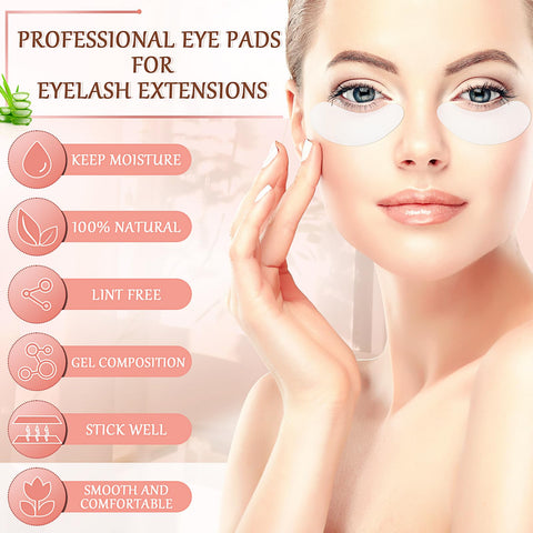 Dansib 206 Pack Eyelash Extension Tape Under Eye Patches Kit Include 200 Pairs Eye Gel Pads and 6 Rolls Breathable Fabric Eyelash Tape Adhesive Lash Extension Supplies Beauty Tools Fit Most Eye Shape