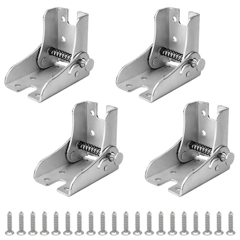 YOUNGSAY Pack of 4 Modern, Contemporary Self-Locking Folding Hinges, Galvanised Steel, Silver, 200 kg Load Capacity, Folding Hinge Self-Locking with Screws, for Table Legs and Bed Legs