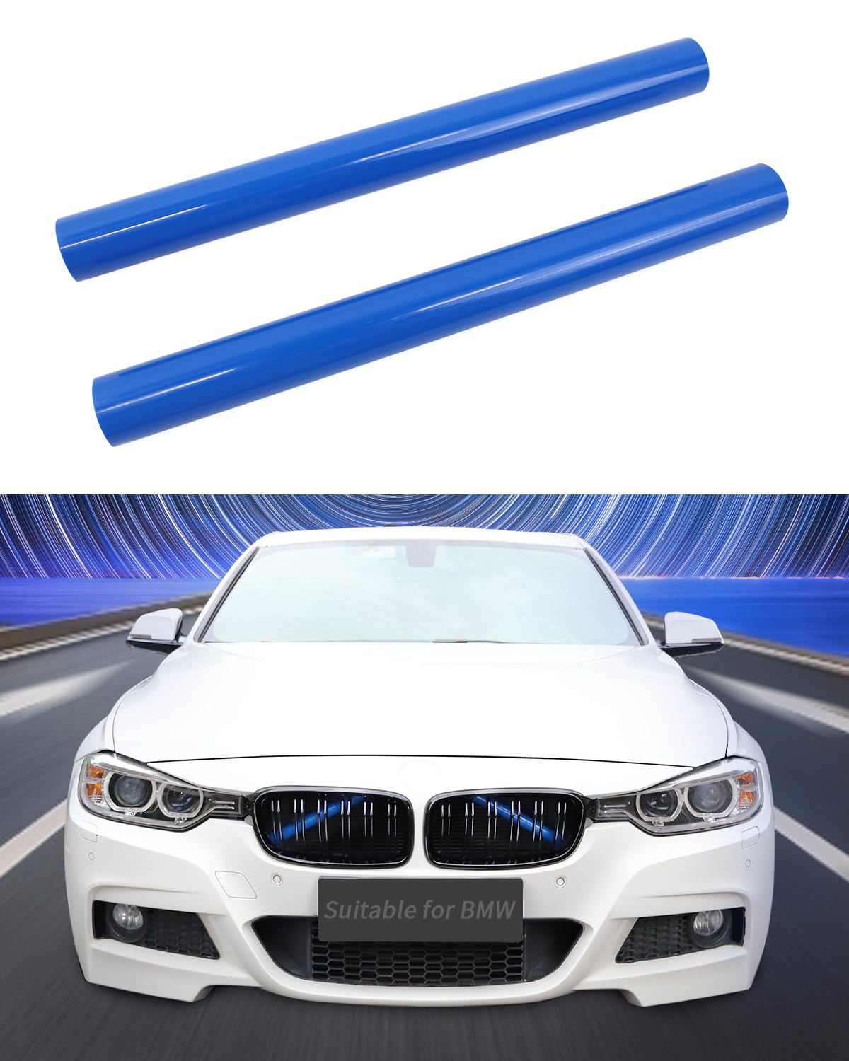 LIMBQS Blue Grill Stripes for BMW F30 F32, Kidney Grille Inserts Trim for BMW 3 4 Series (F20 F30, White) (F20 F30, Blue)