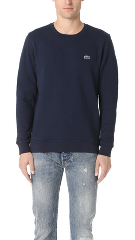 Lacoste Men's Tennis Sport Crew Neck Fleece Sweatshirt, Navy Blue, 7