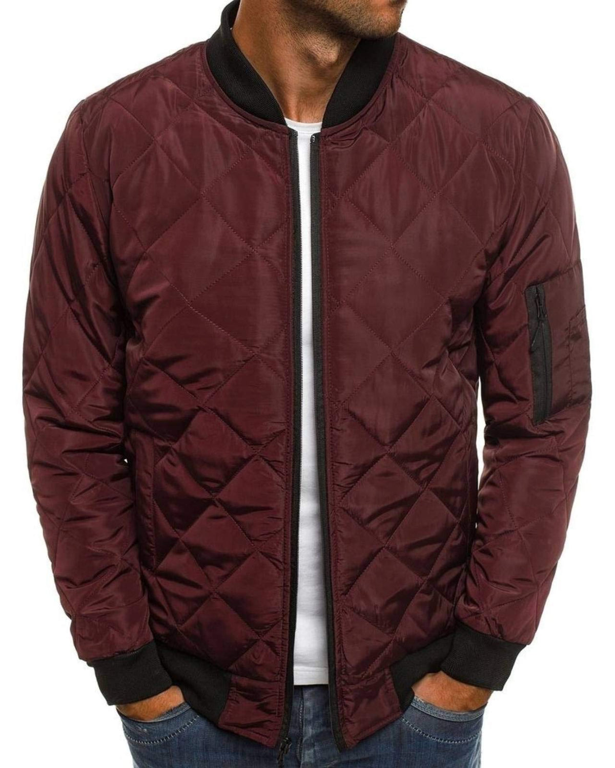 Pretifeel Mens Bomber Jackets Diamond Quilted Fall Winter Varsity Lightweight Coat
