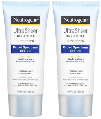 Neutrogena Ultra Sheer Broad Spectrum Sunscreen SPF 70 - 3 oz - 2 pk