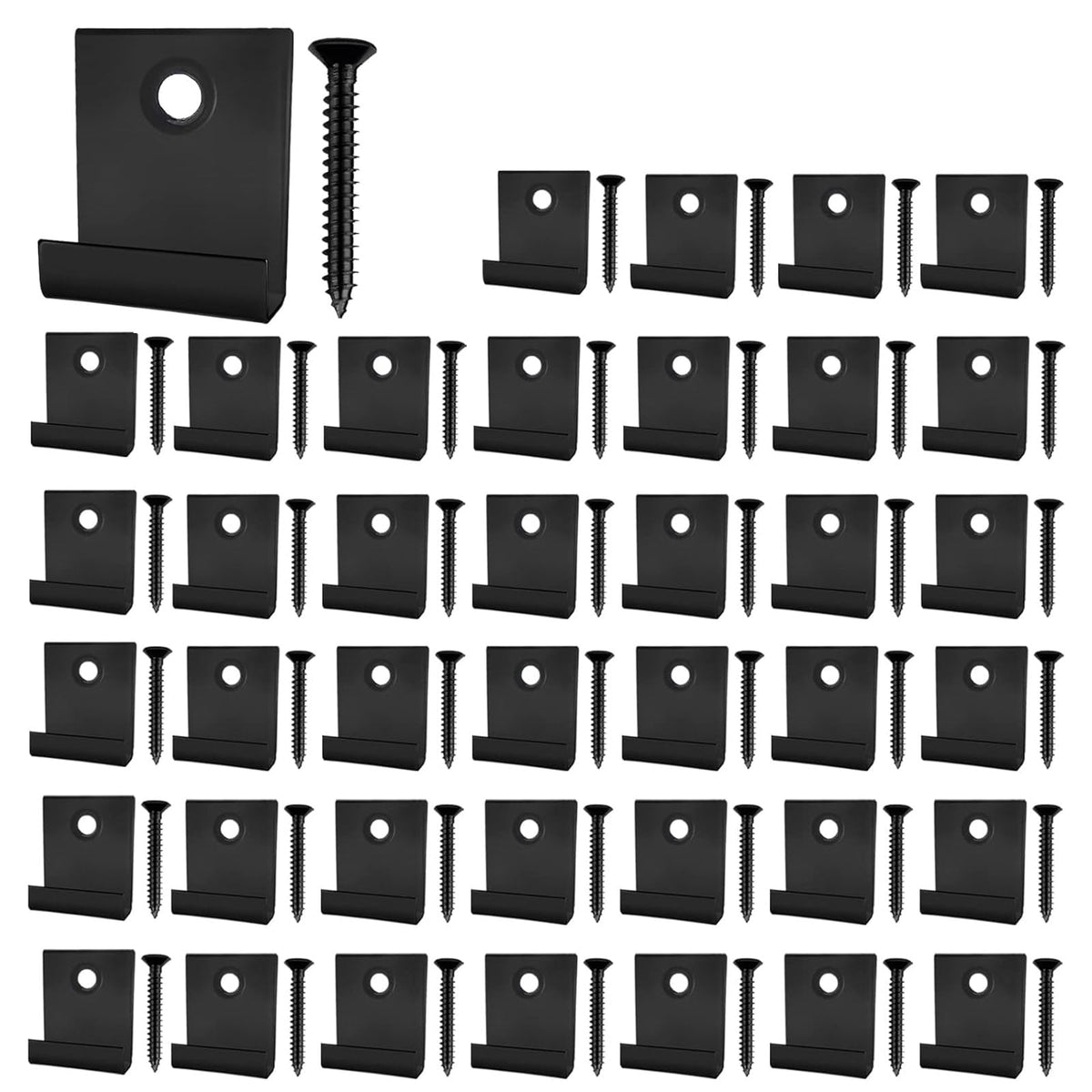 KUKUJIWA 40 Pcs Composite Decking Clips, Decking Hidden Starter Fastener Board Clips with Self-Tapping 40PCS Screw Stainless Steel DIY Hardware (Black)