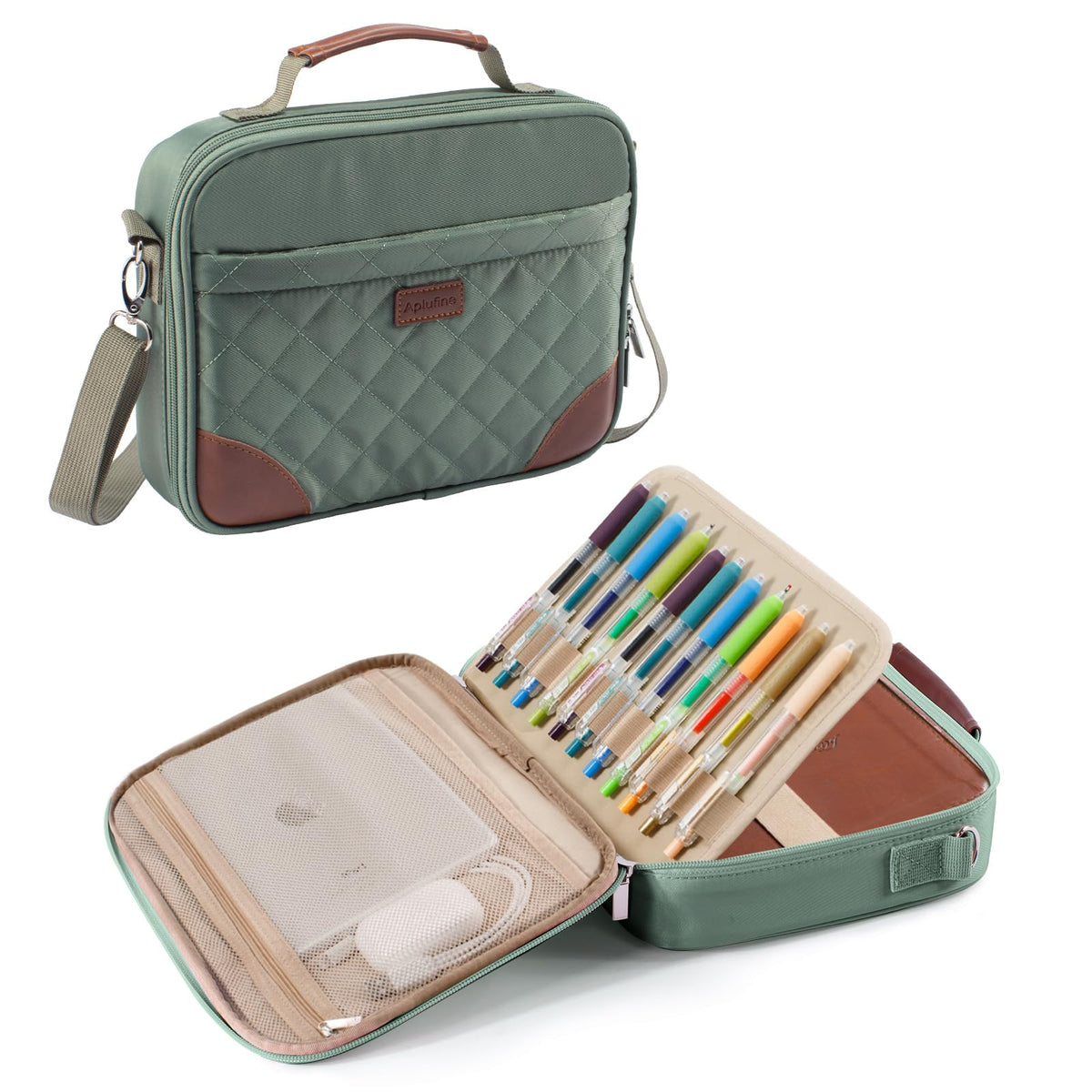 Aplufine Bible Cover for Men-Bible Case for Women-Medium Bible Bags and Totes-Large Bible Carrying Case-Bible Carrier with Shoulder Strap,Detachable Pen Loops for Bible Accessories,Gift Men Women