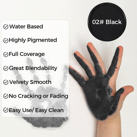 Erinde Black Face Body Paint, Professional Water Based Face Painting Kit for Kids & Adults, Non Toxic Water Activated Single Cake Face & Body Paint Makeup Supplies for Halloween Cosplay SFX, 30g