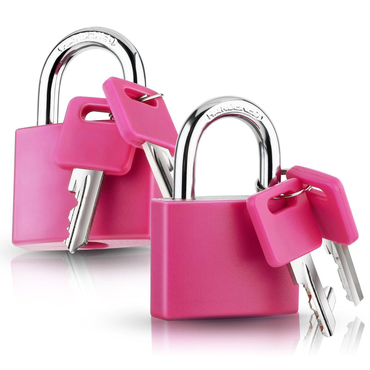 Andibro 2 Pcs Aluminum Padlocks with Keys, Anti-Rust Solid Keyed Locks Heavy Duty Weatherproof Lock Locker Padlocks Small Outdoor Pad Lock for School Gym Locker Fence Gate Garage Shed(Pink)