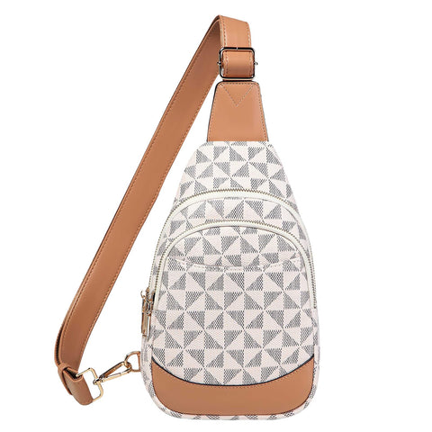 RAVUO Sling Bag for Women, Vegan Leather Women's Crossbody Handbags Water Resistant Chest Bag with Multiple Pockets for Travel,Shopping,Sightseeing