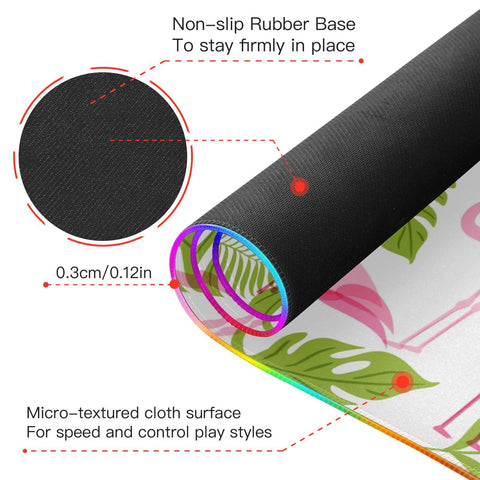 Flamingo Wireless Charging Mouse Pad for Mobile Phone Extra Large Gaming Mousepad with 13 Lighting Modes Mouse Mat for Gaming MacBook PC Laptop Desk Office Home