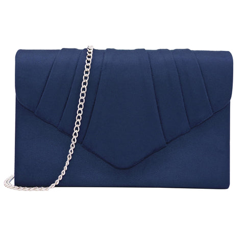 Milisente Women Clutches Velvet Pleated Evening Bag Evenlope Clutch Purse (Navy)