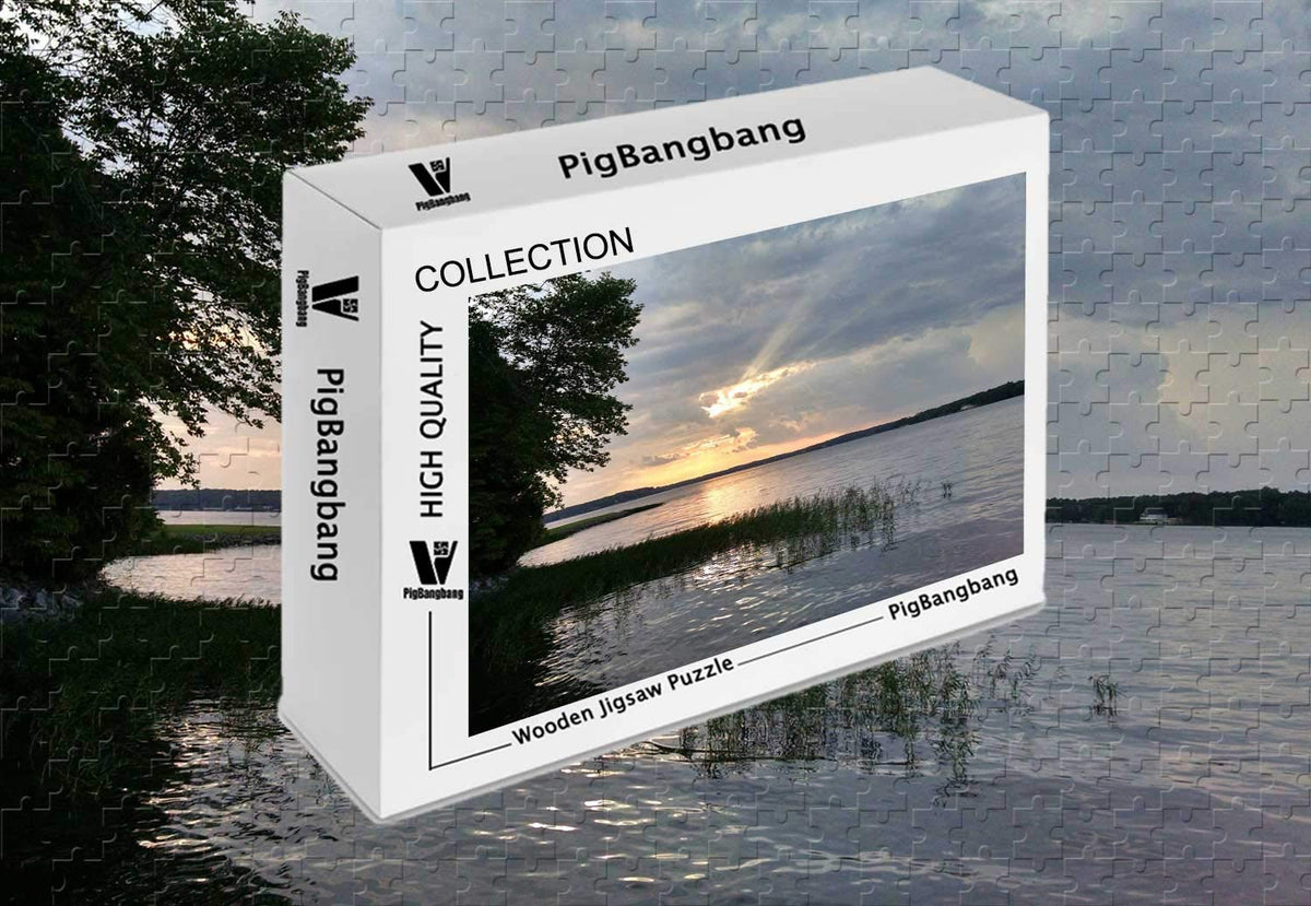 PigBangbang,Photomosaic Basswood in a Box - Lake Gaston Nc - 1000 Piece Jigsaw Puzzle (29.5 X 19.6'')