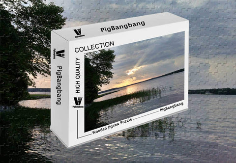 PigBangbang,Photomosaic Basswood in a Box - Lake Gaston Nc - 1000 Piece Jigsaw Puzzle (29.5 X 19.6'')