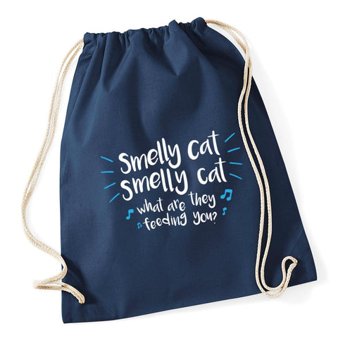 Hippowarehouse Smelly cat smelly cat what are they feeding you Drawstring Cotton School Gym Bag 37cm x 46cm, 12 litres