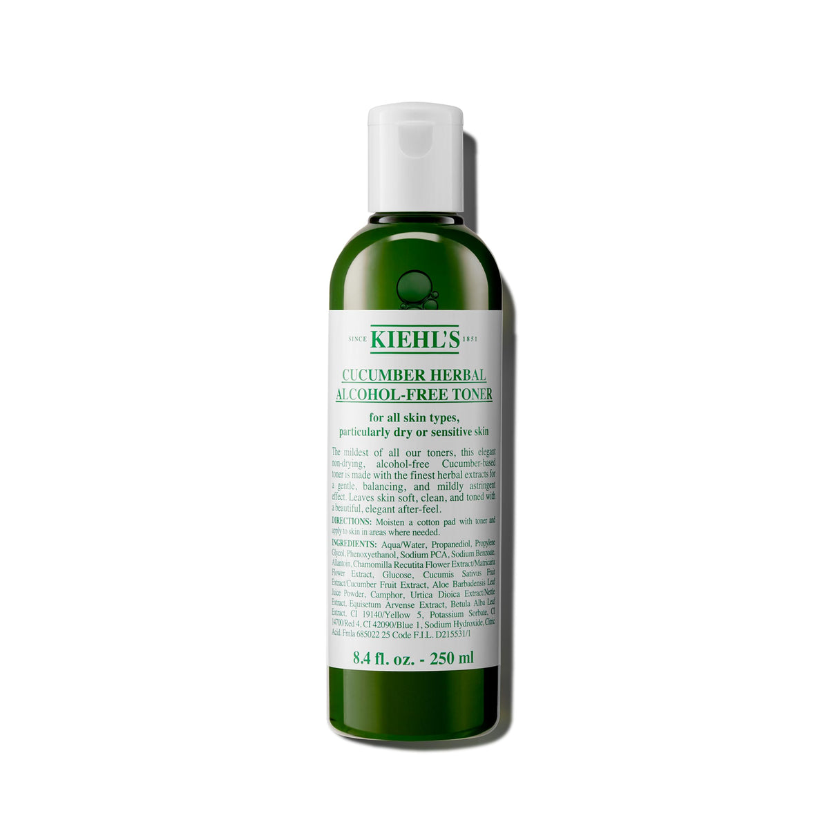Kiehl's Cucumber Herbal Alcohol-Free Toner, Gentle Facial Toner for Dry & Sensitive Skin, Leaves Skin Feeling Fresh, with Cucumber Extract, Paraben-free, Non-drying Formula, Fragrance-free - 8.4 fl oz