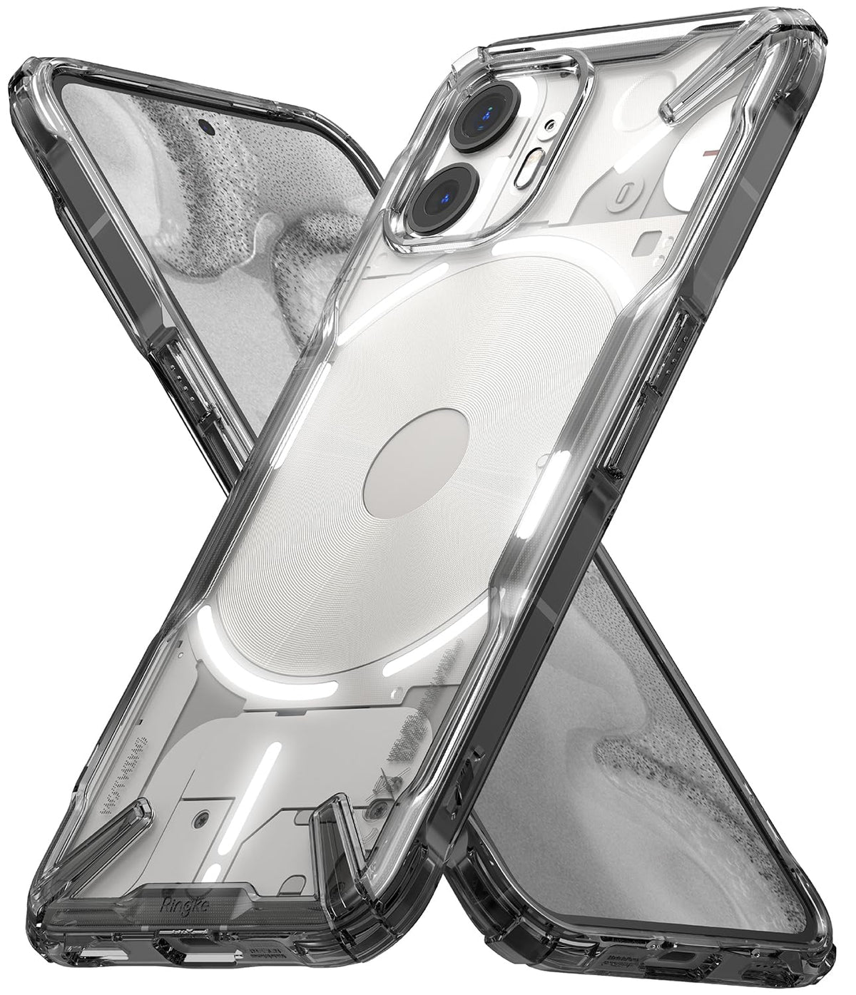 Ringke Fusion-X Compatible with Nothing Phone (2) Case, [Anti-Scratch] Clear Hard Back Heavy Duty Shockproof Bumper Phone Cover - Smoke Black
